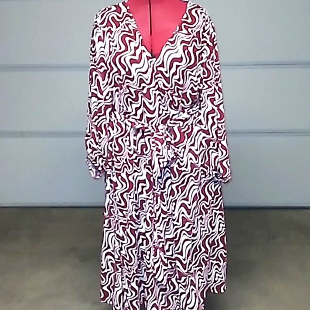 Ava & Viv women's dress red & white 3X NWT